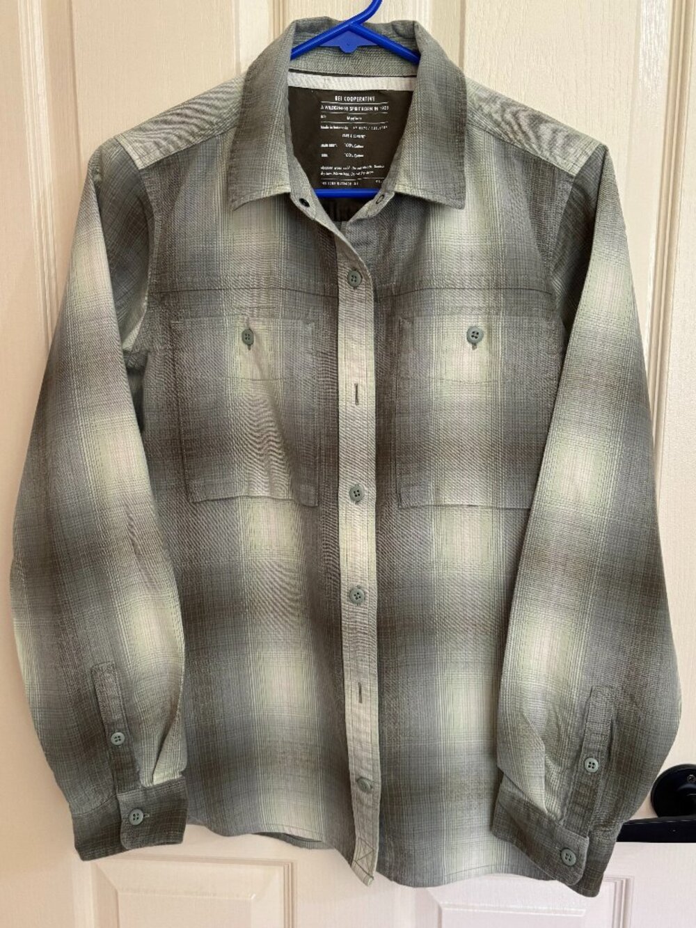 REI Green Plaid Flannel Shirt Size M women